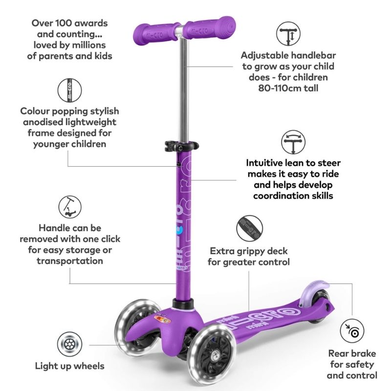 Micro Scooter Mini Deluxe LED - Purple